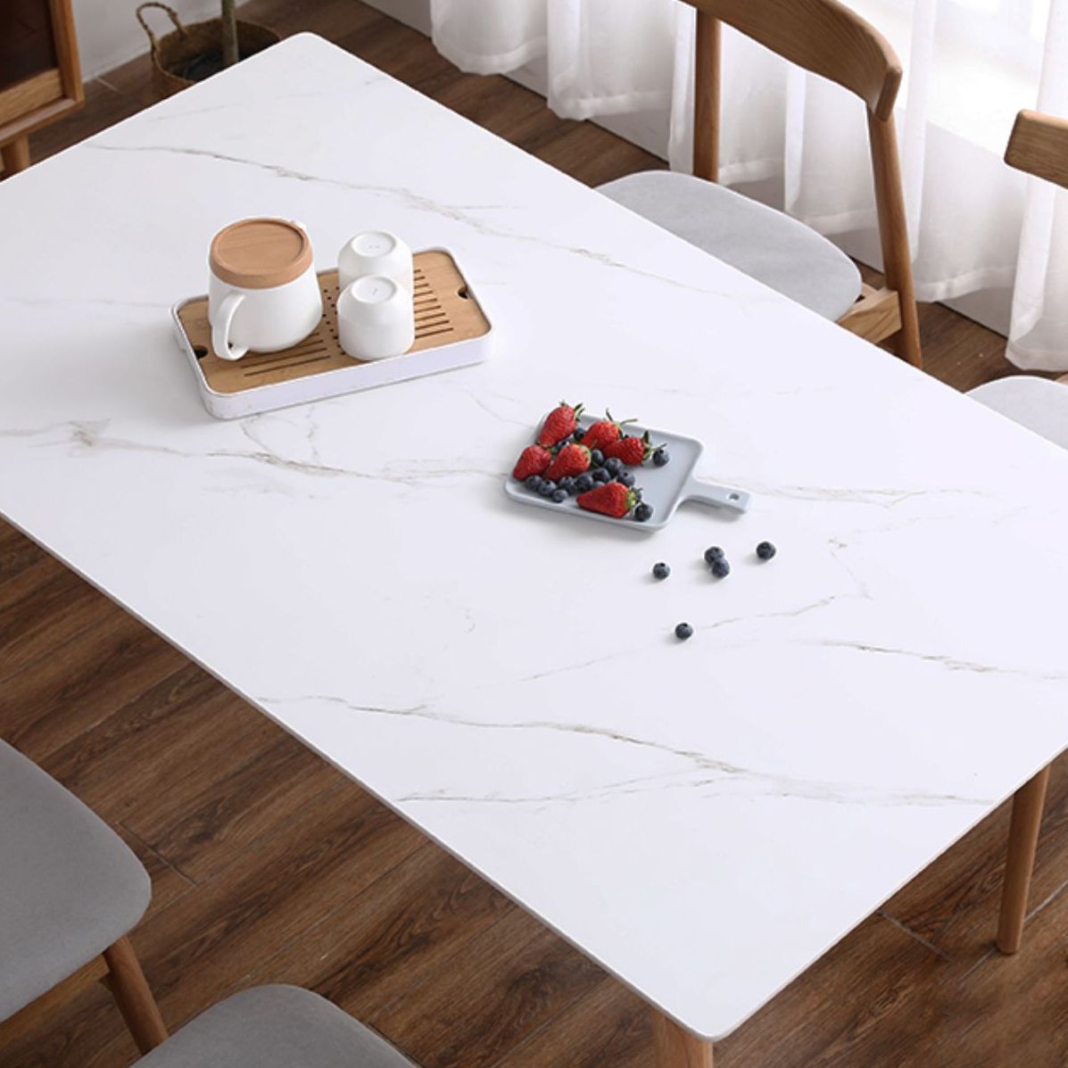 Mesa de comedor de piedra sinterizada rectangular muebles modernos con 4 patas para oficina