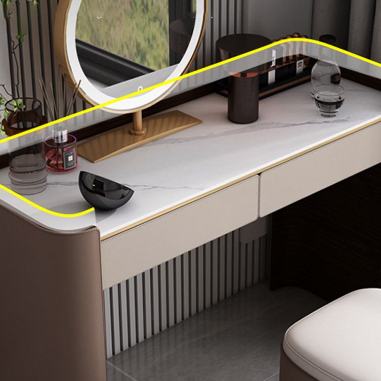 With Drawer Modern Lighted Mirror Bedroom Brown Dressing Table Clearhalo 'Bedroom Furniture' 'furn' 'furn_makeup_vanities' 'Furniture' 'Makeup Vanities' 'makeup_vanities' 1200x1200_e2e91077-3056-44b0-a919-1e50080af2dd