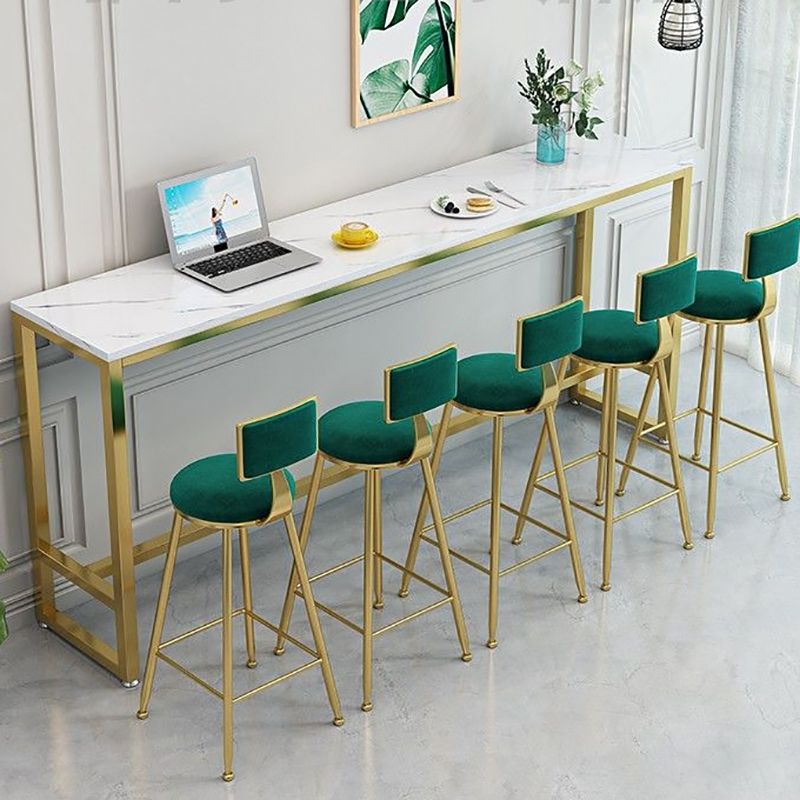 Contemporary Bar Dining Table Rectangle Bar Table with Trestle Base in Gold Clearhalo 'Bar Furniture' 'Bar Tables' 'bar_tables' 'furn' 'furn_bar_tables' 'Furniture' 'furniture_bar_tables' 'Kitchen & Dining Furniture' 1200x1200_e2ea4b53-f1cc-4e7a-bc3a-3eb9d36db7b3