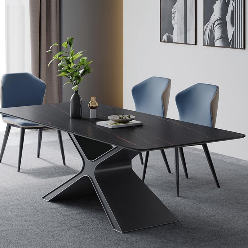 Stone Top Table Traditional Luxury Rectangle Dining Table with Pedestal Base Clearhalo 'Dining Tables & Seating' 'Dining Tables' 'dining_table' 'furn' 'furn_dining_table' 'Furniture' 'Kitchen & Dining Furniture' 1200x1200_e2ebde17-100a-4c25-97f0-1332cd688727