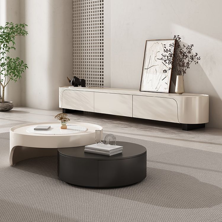 Moderno 2 nidificazione tavolino set tavolo da cocktail in ardesia rotondo con 2 cassetti