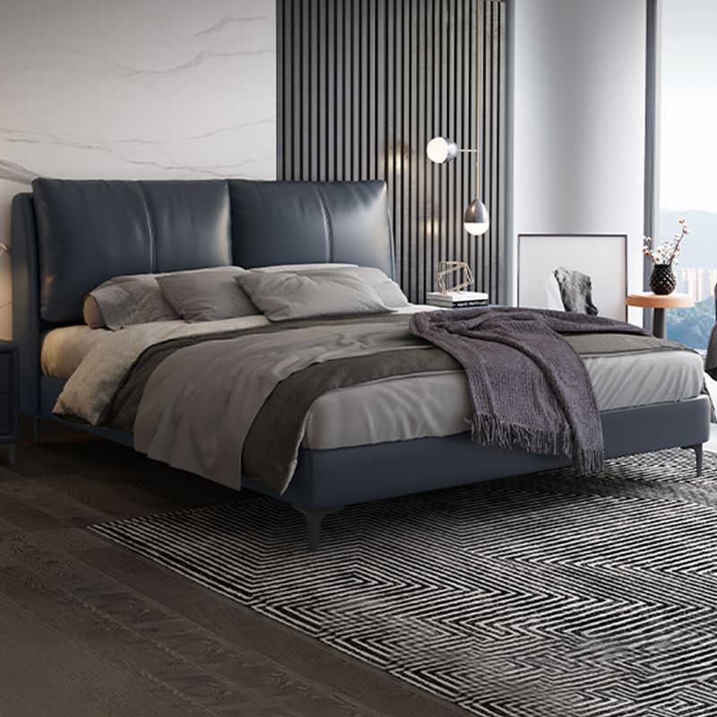 Letto moderno vera pannello in pelle pino legno letto rettangolare imbottito