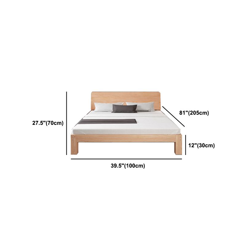 Scandinavian Solid Wood Panel Bed with Rectangular Headboard