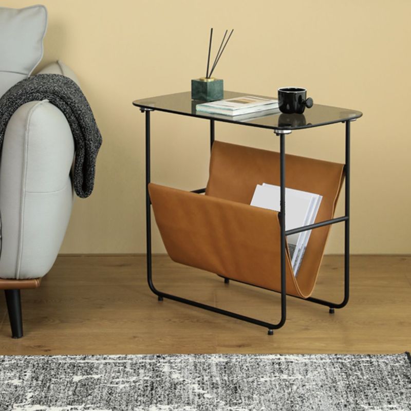 Tabella superiore in vetro rettangolare 26.38 "W x 14.96" D x 23.23 "TABELLO DI FINE H con scaffale