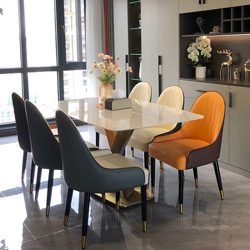 Nordic Dining Room Dining Chairs Armless Faux Leather Kitchen Side Chairs Clearhalo 'Dining Chairs' 'Dining Tables & Seating' 'dining_chair' 'furn' 'furn_dining_chair' 'Furniture' 'furniture_dining_chair' 'Kitchen & Dining Furniture' 1200x1200_e2f1063d-1711-4502-8ba1-7e1e747c0b9b