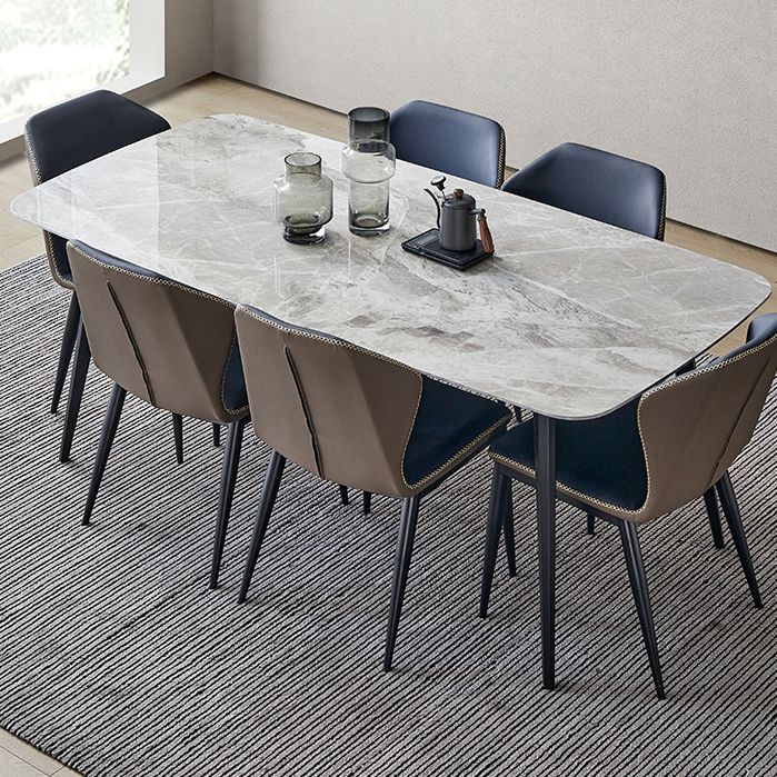 Minimalist Rectangle Sintered Stone Dining Table with Metal Base Dining Table for Restaurant Clearhalo ' dining_table' 'Dining Tables & Seating' 'Dining Tables' 'Furniture' 'furniture_dining_table' 'Kitchen & Dining Furniture' 'kitchen&dining_furn' 'kitchen' 'kitchen_dining_table' 1200x1200_e2f2179f-92aa-4a37-b57f-ea1acf914119