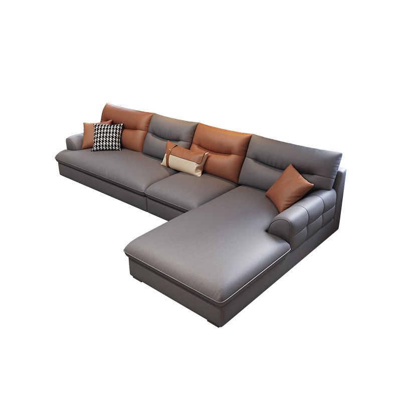 Modernism Faux Leather 3/4-seat Sectional Flared Arm Sectional