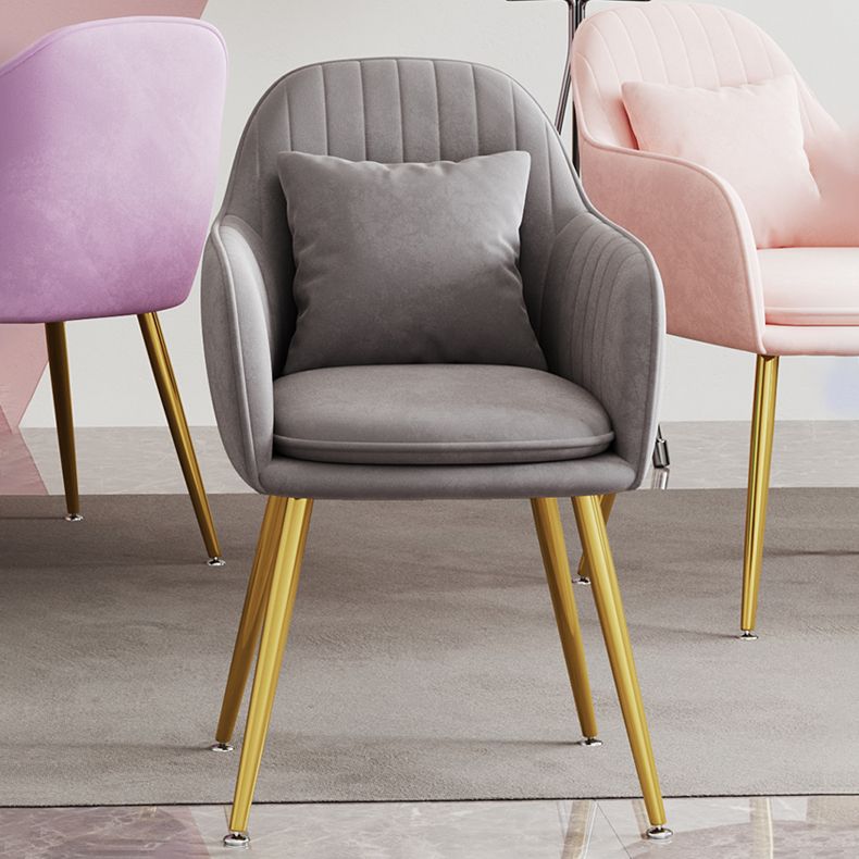 Scandinavian Style Metal Dining Chair Bedroom Upholstered Chair with Arm Clearhalo ' kitchen&dining_furn' 'Dining Chairs' 'Dining Tables & Seating' 'dining_chair' 'furn' 'furn_dining_chair' 'Furniture' 'furniture_dining_chair' 'Kitchen & Dining Furniture' 'kitchen' 1200x1200_e2fd00c7-3d97-4b17-b56b-e87c6eca09b6