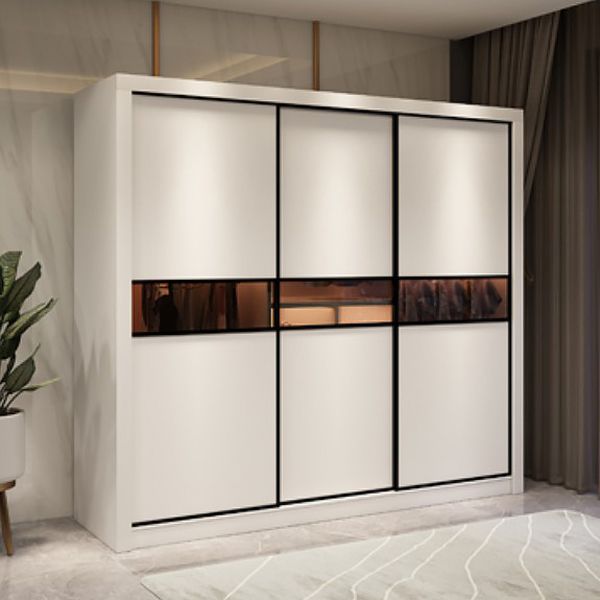 White Contemporary Wardrobe Cabinet Wooden Wardrobe Armoire for Home Clearhalo 'Armoires & Wardrobes' 'armoires_wardrobes' 'Bedroom Furniture' 'furn' 'furn_armoires_wardrobes' 'Furniture' 1200x1200_e2fd1e54-bb58-4a01-b648-c162ffaf8e27