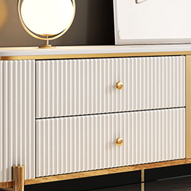 Glam White Stone Top TV Stand 4-Drawer TV Console with Stainless Steel Frame Clearhalo 'furn' 'furn_tv_stands_entertainment_centers' 'Furniture' 'Living Room Furniture' 'TV Stands & Entertainment Centers' 'TV Stands & Media Storage Furniture' 'tv_stands_entertainment_centers' 1200x1200_e2fdca2f-99b4-4d32-9d06-49cb2b944bd2