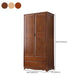 Armadio in legno massiccio di gomma tradizionale guardaroba indipendente con 2 cassetti