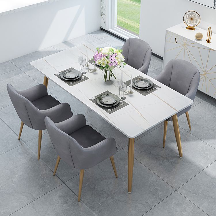 Mesa de la base de oro de la piedra mesa de cocina mesa de comedor de rectángulo de lujo tradicional