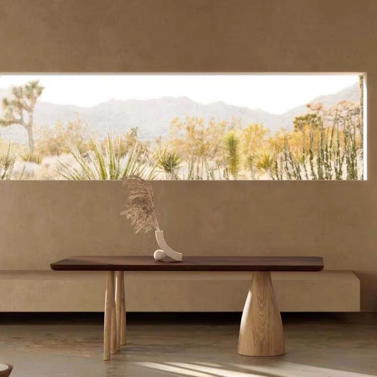 Modern Solid Wood Table in Brown for Restaurant Rectangle Dining Table with 3 Legs Clearhalo ' dining_table' 'Dining Tables & Seating' 'Dining Tables' 'furn' 'furn_dining_table' 'Furniture' 'furniture_dining_table' 'Kitchen & Dining Furniture' 'kitchen&dining_furn' 'kitchen' 'kitchen_dining_table' 1200x1200_e300a3cd-1365-40a1-a172-b220750459bd