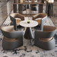 Modern Round Dining Table for Kitchen Metal Pedestal Base Table Clearhalo 'Dining Tables & Seating' 'Dining Tables' 'dining_table' 'furn' 'furn_dining_table' 'Furniture' 'Kitchen & Dining Furniture' 1200x1200_e3011c34-ac8d-4fa3-9931-b4a50b51a673