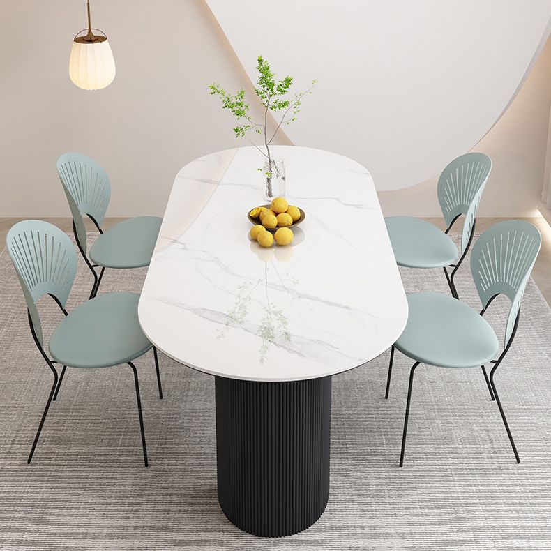 Stone Top Dining Table Contemporary Oval Table with Sled Base Clearhalo 'Dining Tables & Seating' 'Dining Tables' 'dining_table' 'furn' 'furn_dining_table' 'Furniture' 'Kitchen & Dining Furniture' 1200x1200_e30134fd-e348-446d-a871-f472cbae8a2f