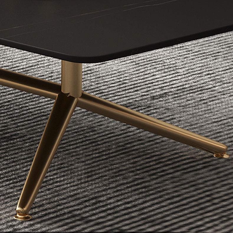 Glam Trestle Coffee Table Slate Rectangular Coffee Table for Living Room