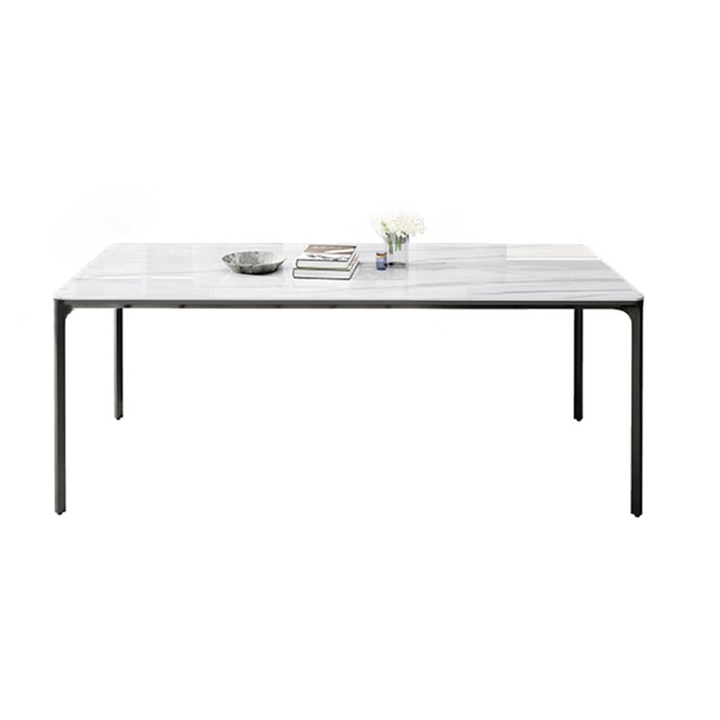 Rectangle Industrial Dining Table Sintered Stone Fixed Table with 4 Metal Legs Clearhalo ' dining_table' 'Dining Tables & Seating' 'Dining Tables' 'furn' 'furn_dining_table' 'Furniture' 'furniture_dining_table' 'Kitchen & Dining Furniture' 'kitchen&dining_furn' 'kitchen' 'kitchen_dining_table' 1200x1200_e3051864-dc12-4b6a-bec8-a89670de7c85