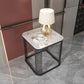 Modern Square Slate Top Side Table 21.6" Tall Iron Frame End Table