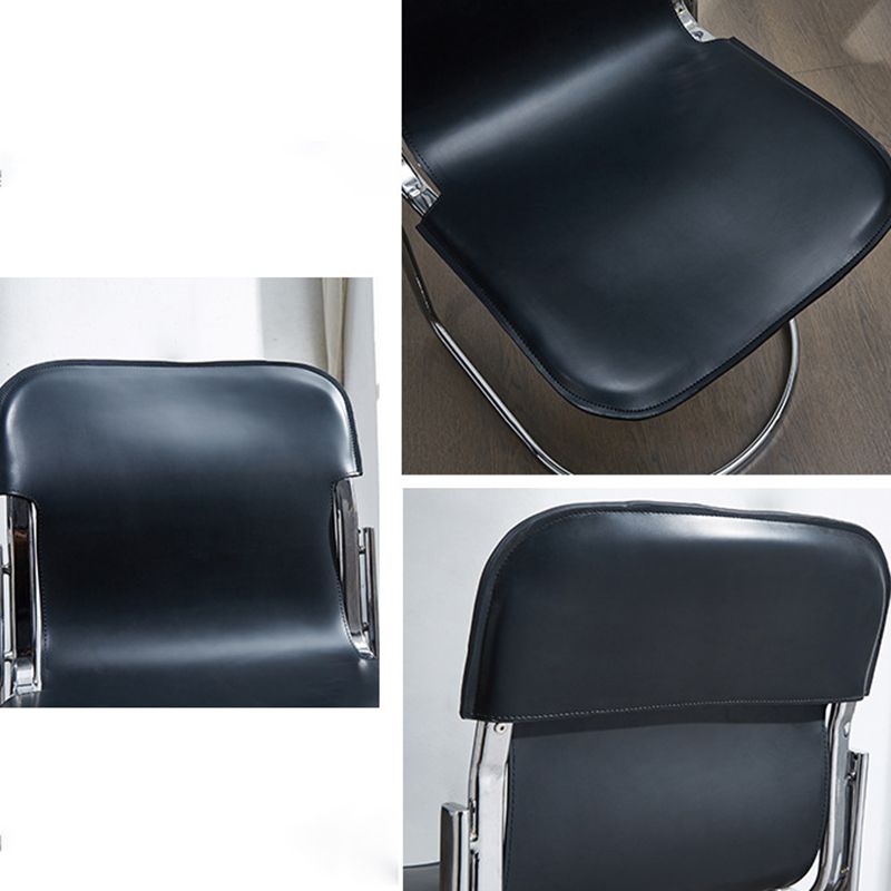 Metal Kitchen Dining Chairs Contemporary Dining Side Chair in Black Clearhalo 'Dining Chairs' 'Dining Tables & Seating' 'dining_chair' 'furn' 'furn_dining_chair' 'Furniture' 'Kitchen & Dining Furniture' 1200x1200_e307647b-5dbb-4540-b9b1-50dd695a096b