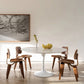 Contemporary Dining Table with White Pedestal Round Stone Top Dining Table