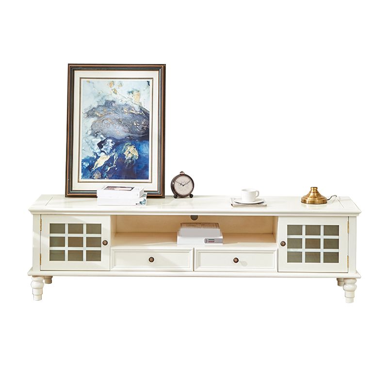 Console multimediale tradizionale Porta TV Console porta TV in legno massello con cassetti