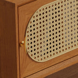 Console televisiva in legno in legno in solido stand scandinavo con cassetti