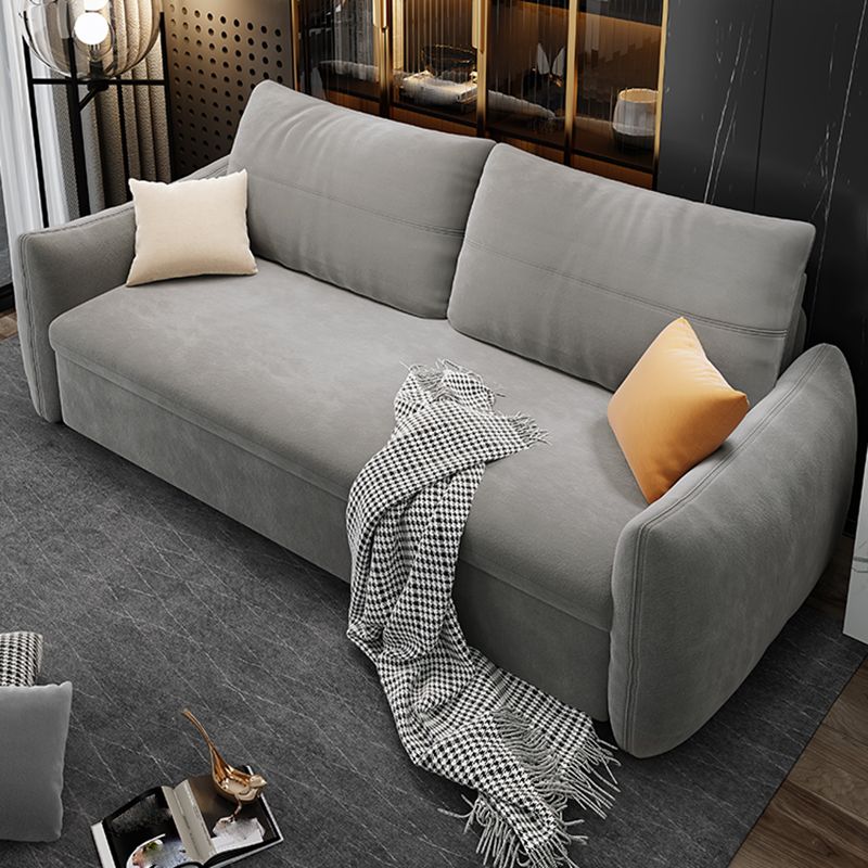 Contemporary Fabric Sofa Bed 34.65"H Square Arm Sofa Bed with Bolster Pillows,Gray Clearhalo 'furn' 'furn_sofas' 'Furniture' 'furniture_sofas' 'kitchen' 'kitchen_sofas' 'Living Room Furniture' 'Sofa' 'sofas' 1200x1200_e30ce7c2-a681-490c-b4ff-34375b6e9bbd