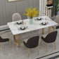 Glam Iron Dinette Set 1/2/5/7 Pieces Rectangle Dining Table Set with White Sintered Stone