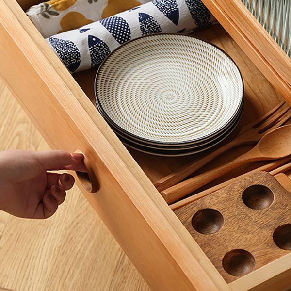 Moderno moderno mobile sideboard server in legno solido marrone con 2-disegno