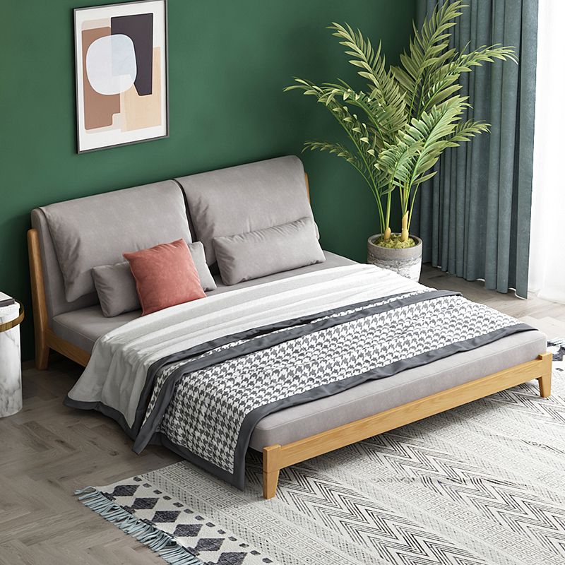 スカンジナビアスタイルのグレーアームレスソファベッドウッドフレームスリーパーソファ