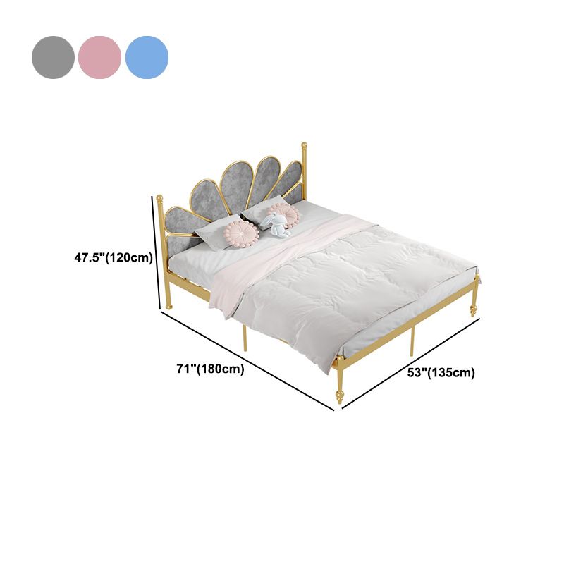 Letto standard in acciaio glam con testiera rivestita, letto a pannello alto 47 "