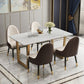 Rectangle White Dining Table Traditional Luxury Dining Table with Gold Frame