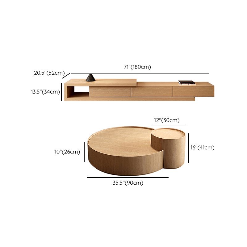 無地の木材のライトブローントレイトップコーヒーまたはエンドテーブル