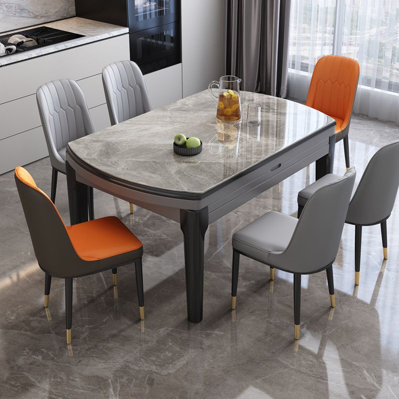 Round Sintered Stone Dining Table Modern Extendable Furniture with 4 Legs for Apartment Clearhalo 'Dining Tables & Seating' 'Dining Tables' 'dining_table' 'furn' 'furn_dining_table' 'Furniture' 'Kitchen & Dining Furniture' 1200x1200_e31b2942-fd73-4ea3-9ff2-ab678864c48d