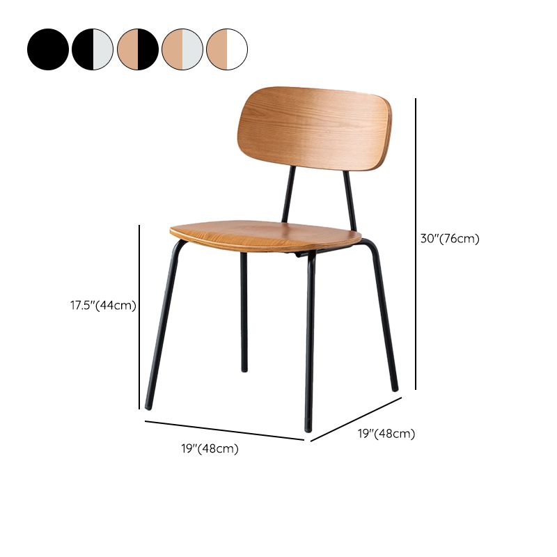 Silla de comedor de estilo moderno silla lateral de madera con base de metal