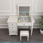 29.5"height Wood Flip-Top Makeup Vanity with Drawers and Mirror, White