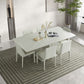 Mesa de comedor de piedra blanca y acero, mesa de comedor informal con pedestal rectangular