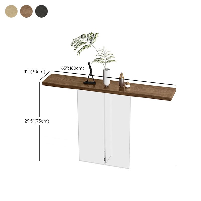 Tableau de console de rectangle en bois massif 29.53 pouces de haut table de l'extrémité avec jambe acrylique