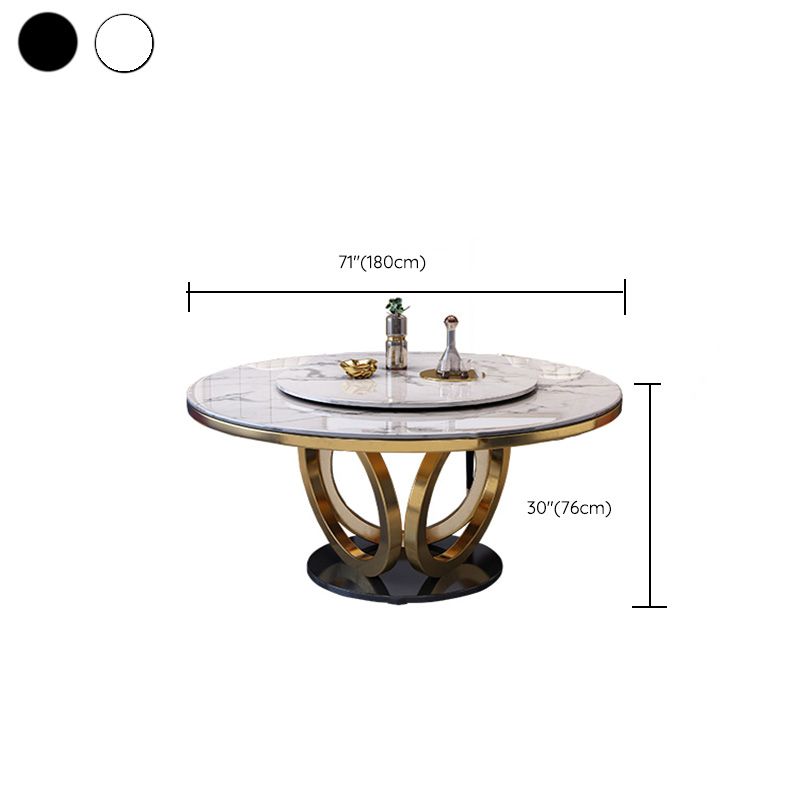 Faux Marble Dining Table Luxury Round Dining Site Table with Turntable
