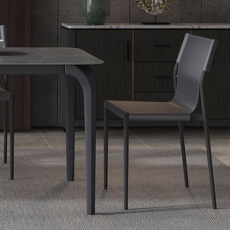 Rectangle Industrial Dining Table Black Sintered Stone Fixed Table Clearhalo 'Dining Tables & Seating' 'Dining Tables' 'dining_table' 'furn' 'furn_dining_table' 'Furniture' 'Kitchen & Dining Furniture' 1200x1200_e31ed640-8879-4e29-9891-e3a538e2d554