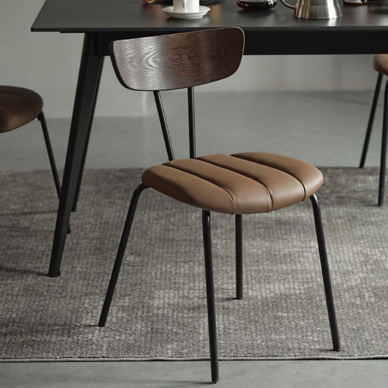 Home Kitchen Industrial Side Chair PU Leather Upholstered Armless Chair