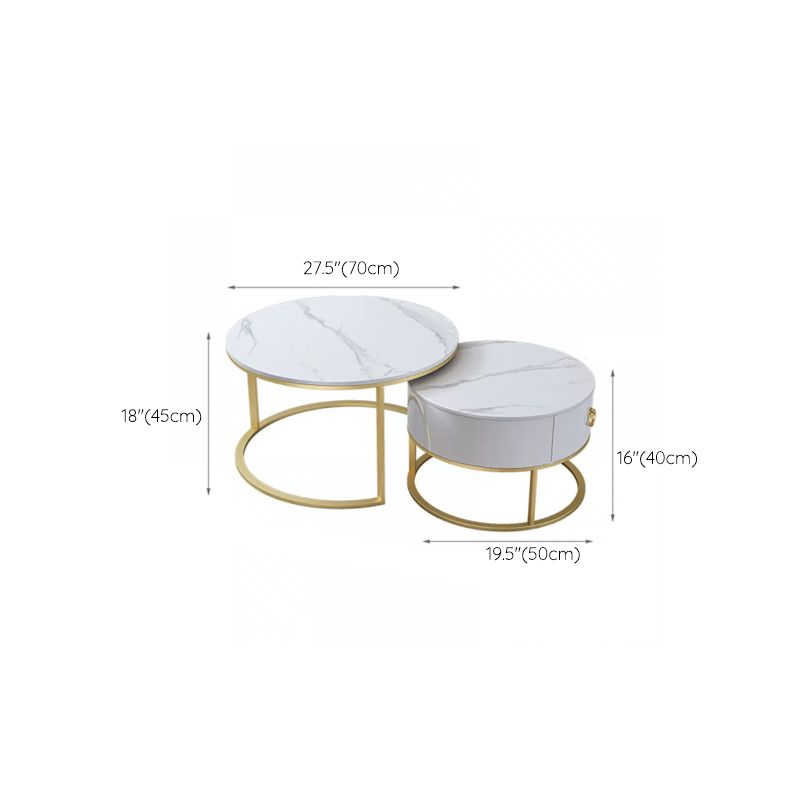 Slate Coffee Table Glam Nesting Coffee Table Set with Storage Drawers Clearhalo 'Coffee & Accent Tables' 'Coffee Tables' 'coffee_tables' 'furn' 'furn_coffee_tables' 'Furniture' 'Living Room Furniture' 1200x1200_e31fd5f8-c646-44da-b4af-6009f19a8ccd