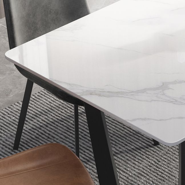Juego de mesa de comedor blanca rectangular, mesa de comedor y sillas modernas de piedra sinterizada, 1/4/5/7 Uds.