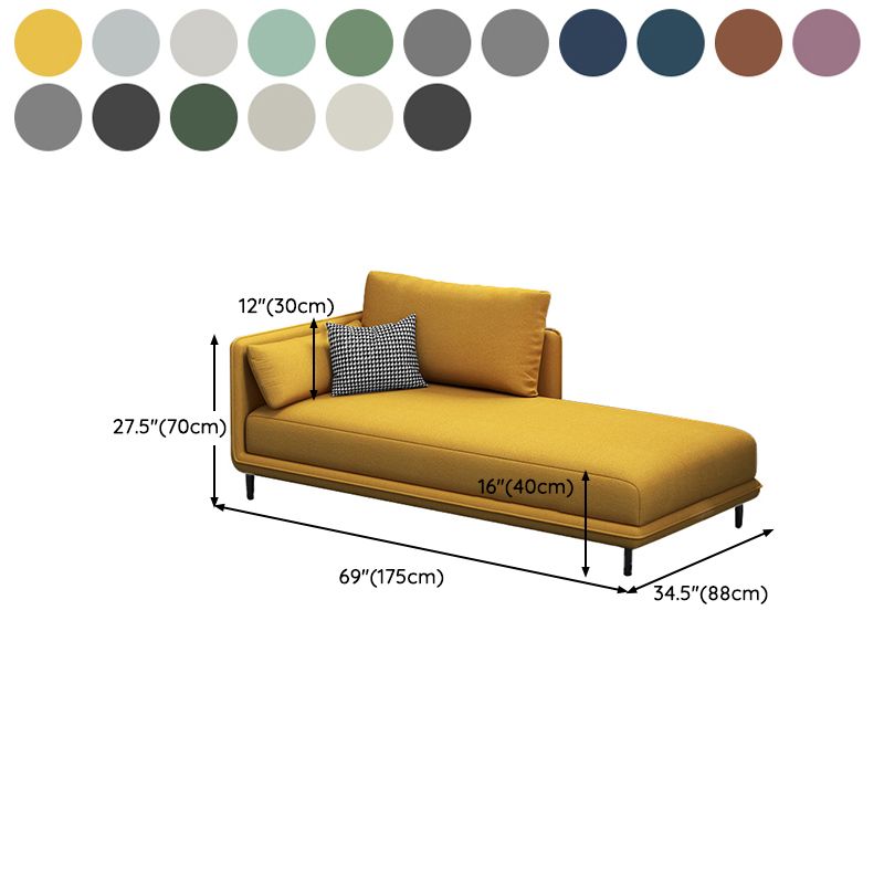 Nordic Cushioned Chaise Lounge Pine Chaise with Recessed Arms for Bedroom and Living Room