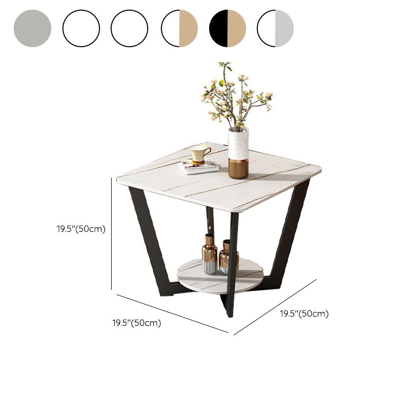 Modernistic Square Storage End Table 19.7" Tall Cross Legs Side Table Clearhalo 'Coffee & Accent Tables' 'End & Side Tables' 'end_side_tables' 'furn' 'furn_end_side_tables' 'Furniture' 'Living Room Furniture' 1200x1200_e322ddd3-07f5-4469-8ed3-684ceac457ac