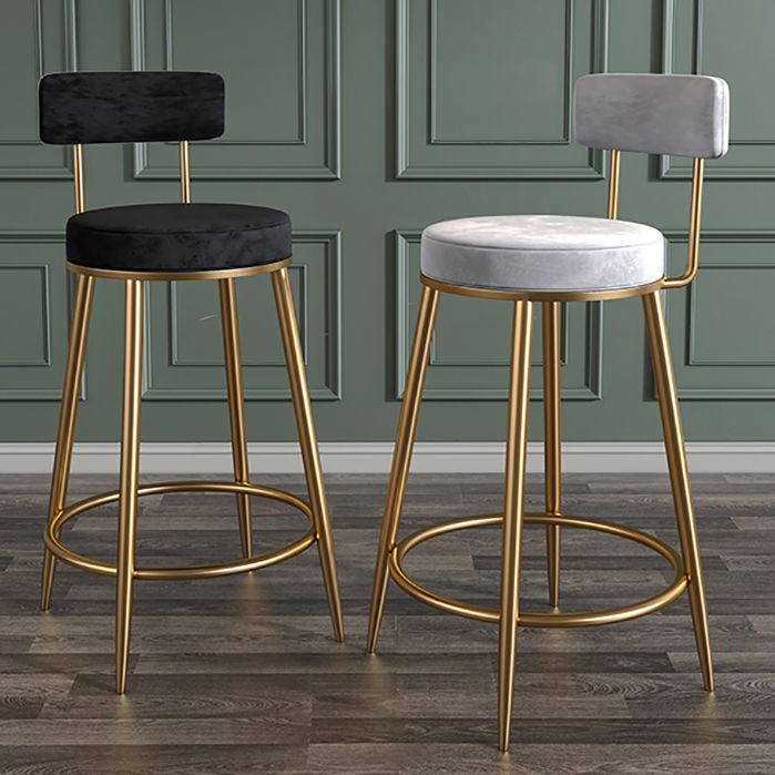 Nordic Low Back Bar Stool Round Counter Bar Stool with Metal Legs Clearhalo 'Bar Furniture' 'Bar Stools' 'bar_stools' 'furn' 'furn_bar_stools' 'Furniture' 'furniture_bar_stools' 'Kitchen & Dining Furniture' 1200x1200_e323d0c7-db5a-425e-91f3-4991bf0320f5