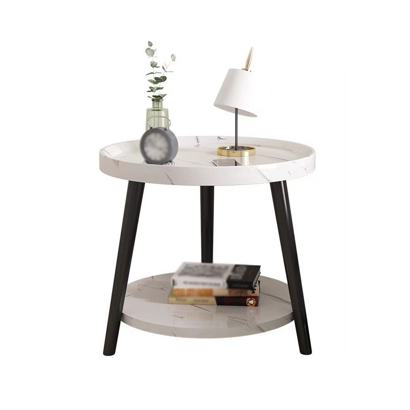 Traditional Style Cocktail Table Walnut/white/black Artificial Round Coffee Table Clearhalo 'Coffee & Accent Tables' 'End & Side Tables' 'end_side_table' 'end_side_tables' 'furn' 'furn_end_side_tables' 'Furniture' 'furniture_end_side_table' 'Living Room Furniture' 1200x1200_e324ba8a-12f1-4845-a829-960ba78635be