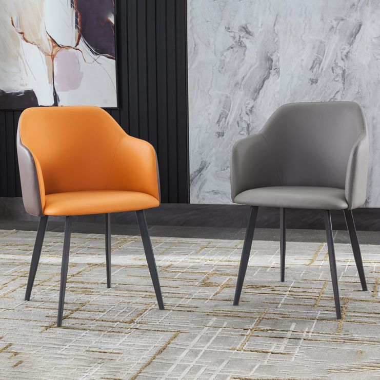 Industrial Metal Dining Room Chairs Arm Leather Dining Chairs for Home Use Clearhalo ' kitchen&dining_furn' 'Dining Chairs' 'Dining Tables & Seating' 'dining_chair' 'furn' 'furn_dining_chair' 'Furniture' 'furniture_dining_chair' 'Kitchen & Dining Furniture' 'kitchen' 1200x1200_e3286659-fb8d-43a8-a351-7e1c063c33a9