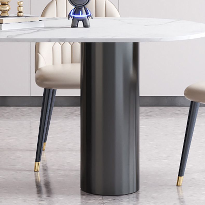 Stone Top Dining Table Modern Dining Table with 3 Legs Base in Black Clearhalo 'Dining Tables & Seating' 'Dining Tables' 'dining_table' 'furn' 'furn_dining_table' 'Furniture' 'Kitchen & Dining Furniture' 1200x1200_e328800c-b84f-4460-8e2d-e1fbac016457