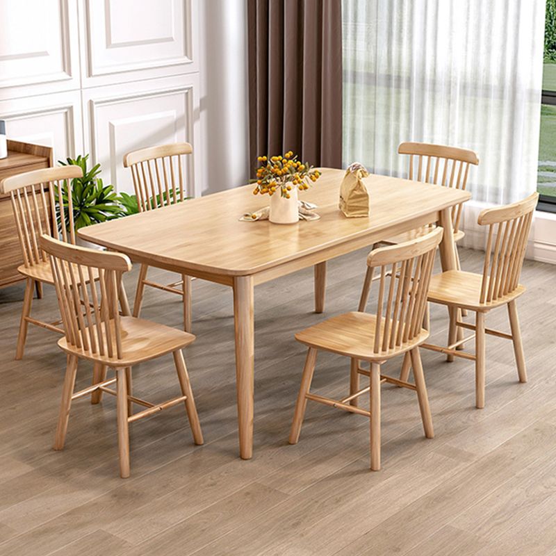 Minimalist Style Solid Wood Top Dining Table Set of Rectangle Shape Formal Dinette Set Clearhalo 'Dining Room Sets' 'Dining Tables & Seating' 'dining_room_set' 'furn' 'furn_dining_room_set' 'Furniture' 'furniture_dining_room_set' 'Kitchen & Dining Furniture' 'kitchen&dining_furn' 'kitchen' 1200x1200_e32a35d3-74b7-4d46-96e8-21cdca6e393a